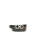 Ferragamo Reversible and Adjustable Belt with Hammered Gancini Black Brown