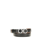 Ferragamo Reversible and Adjustable Belt with Hammered Gancini Black Brown