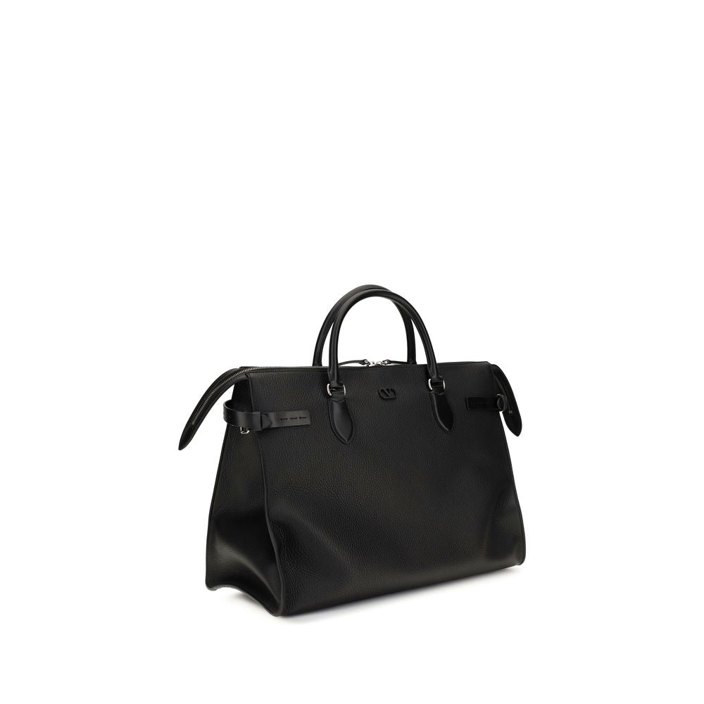 Valentino Garavani Large Antibes Black Leather Top Handle Bag