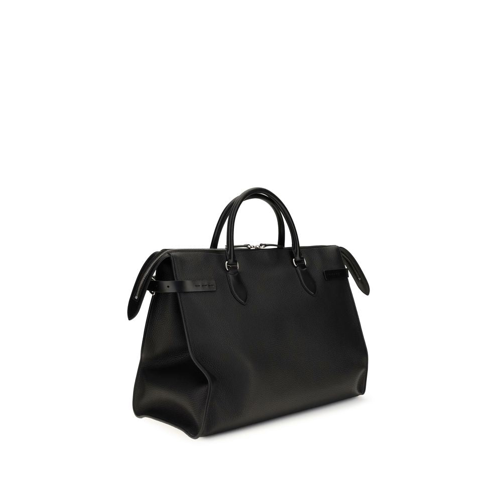Valentino Garavani Large Antibes Black Leather Top Handle Bag