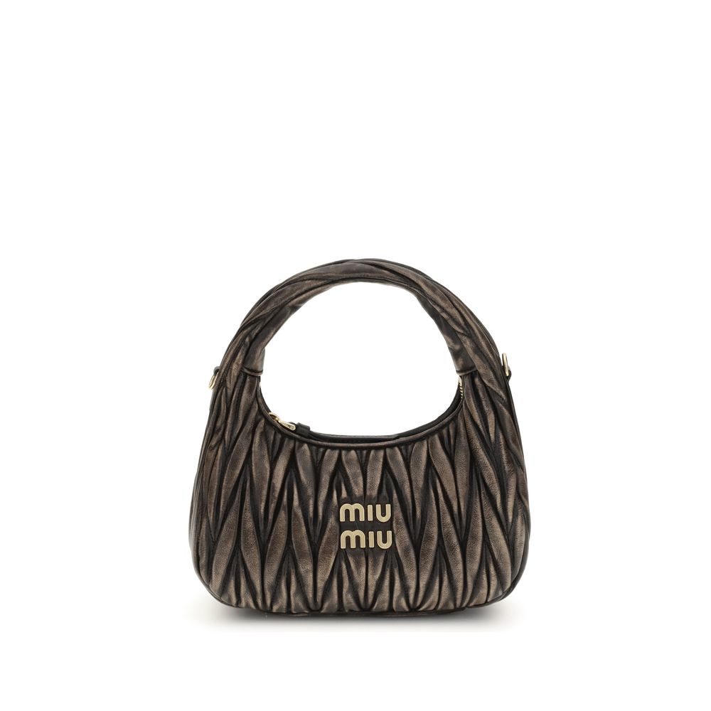 Miu Miu Wander Brown Matelassé Leather Shoulder Bag