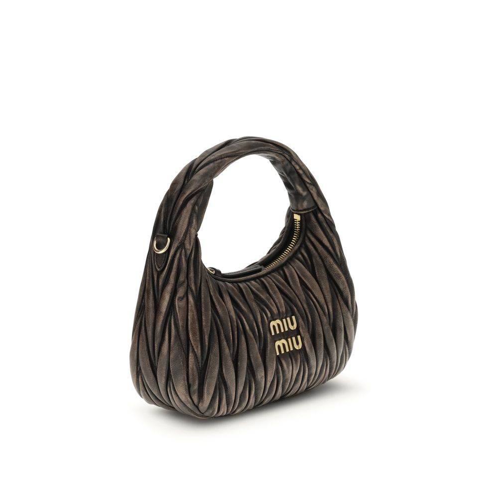 Miu Miu Wander Brown Matelassé Leather Shoulder Bag