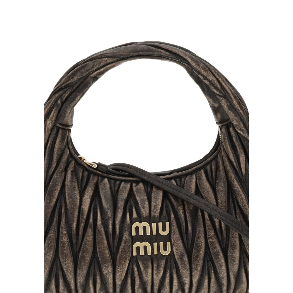 Miu Miu Wander Brown Matelassé Leather Shoulder Bag