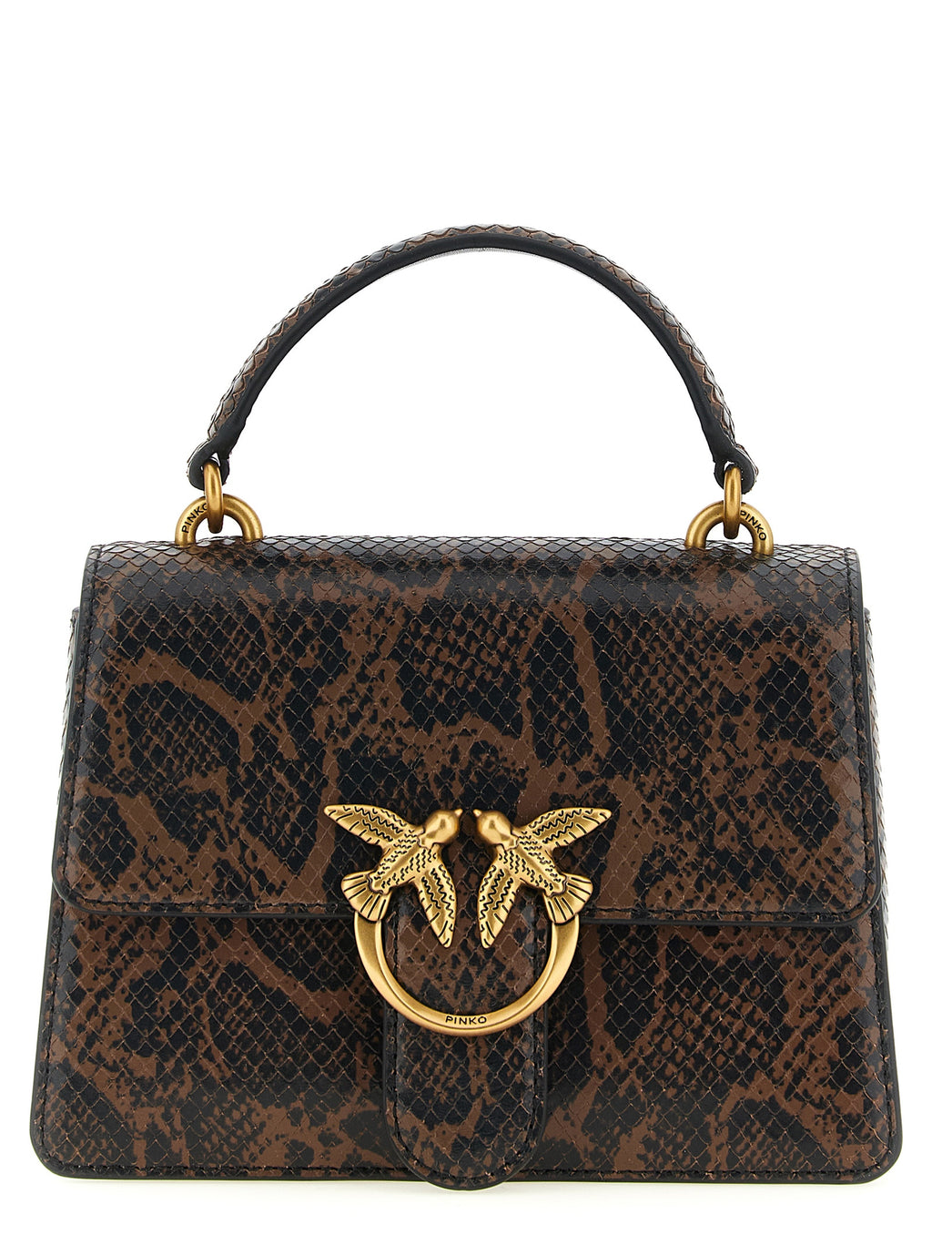 Pinko Mini Love Brown Python Leather Handbag