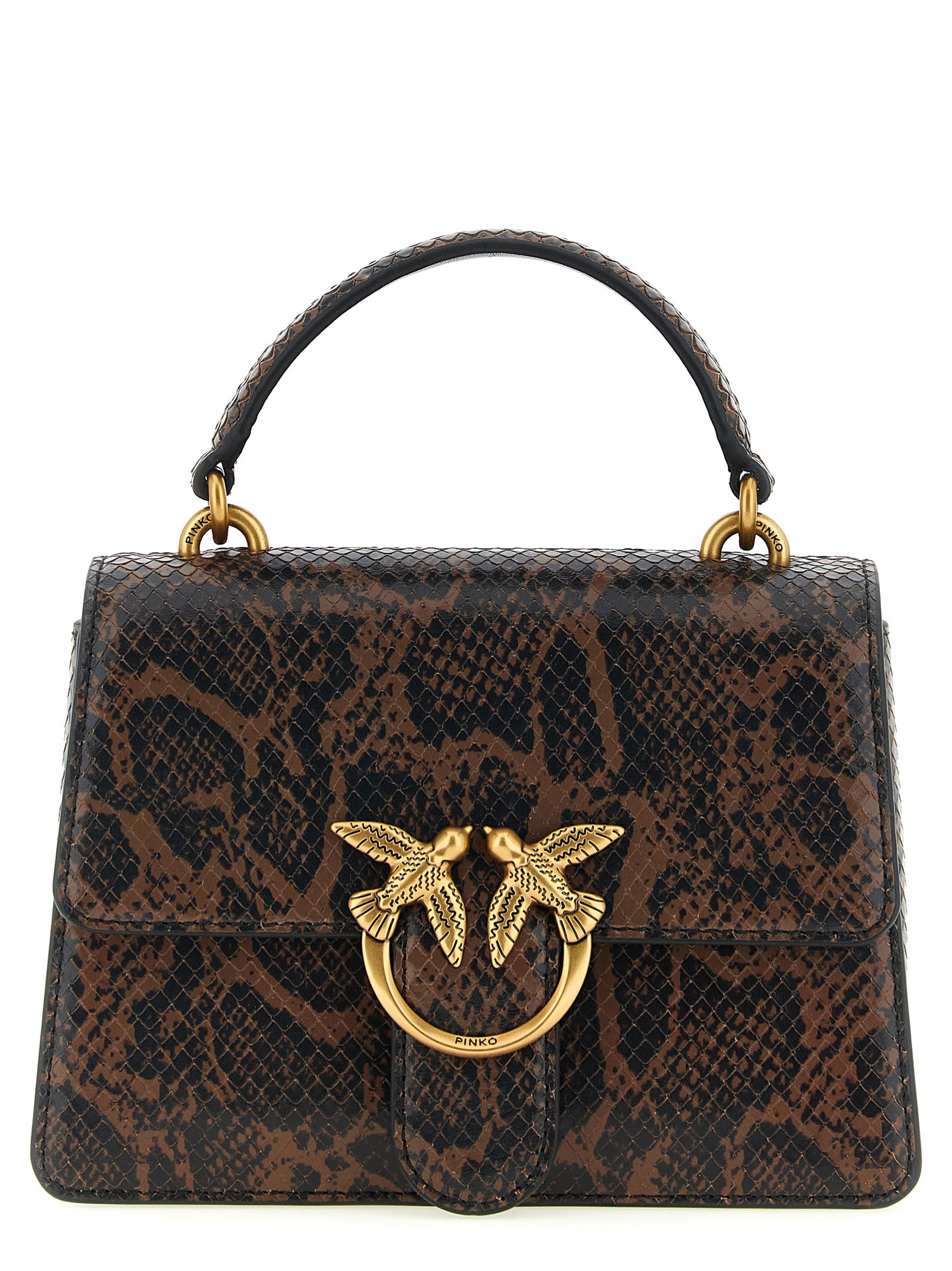 Pinko Mini Love Brown Python Leather Handbag
