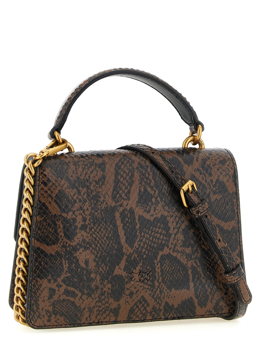 Pinko Mini Love Brown Python Leather Handbag