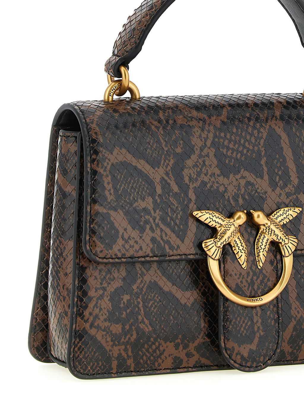 Pinko Mini Love Brown Python Leather Handbag