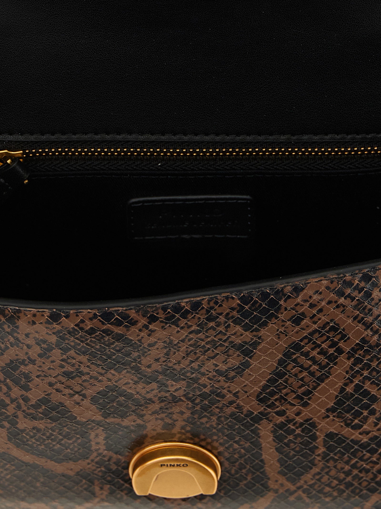 Pinko Mini Love Brown Python Leather Handbag