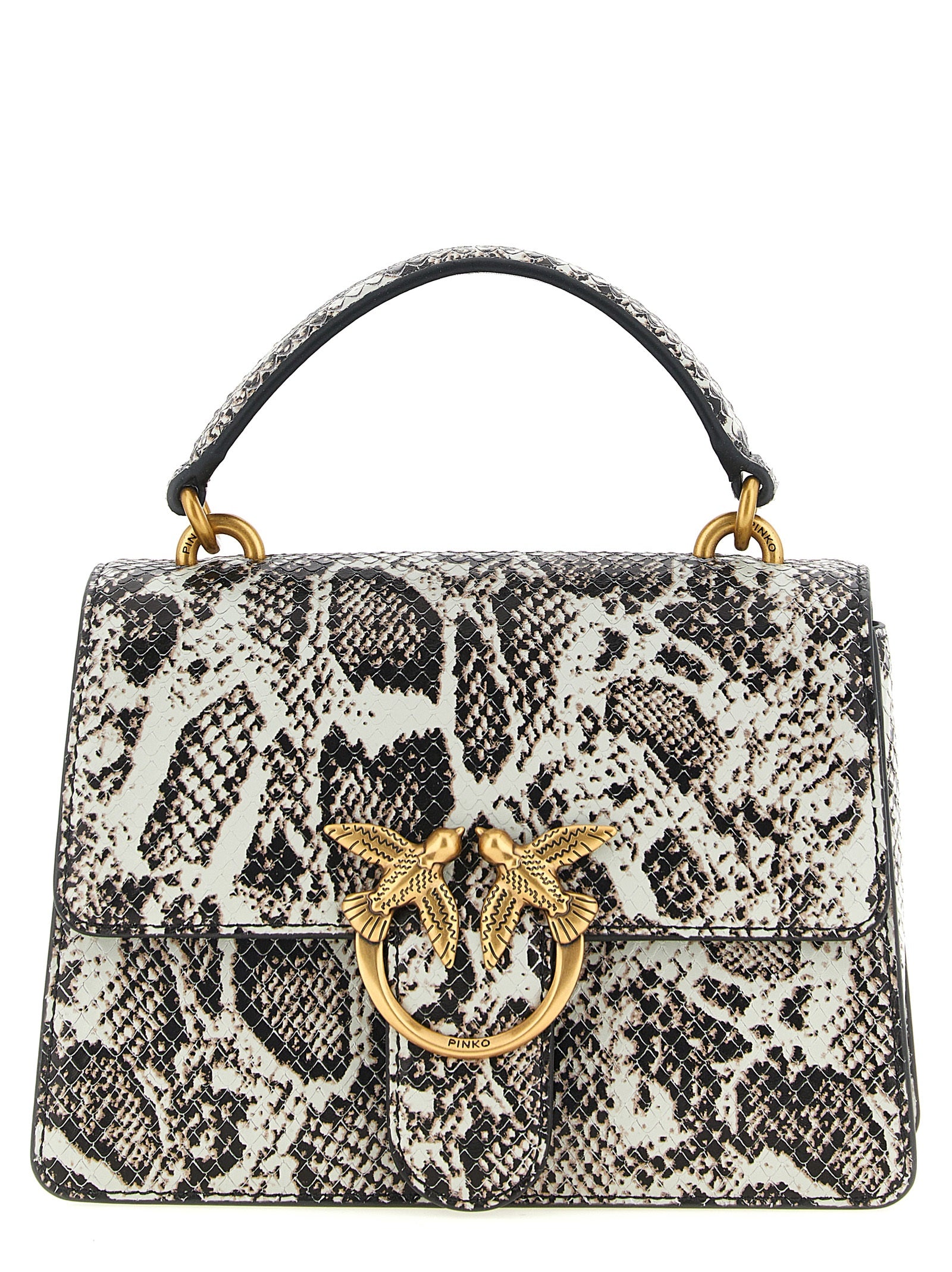 Pinko Mini Love One Light Python Leather Handbag