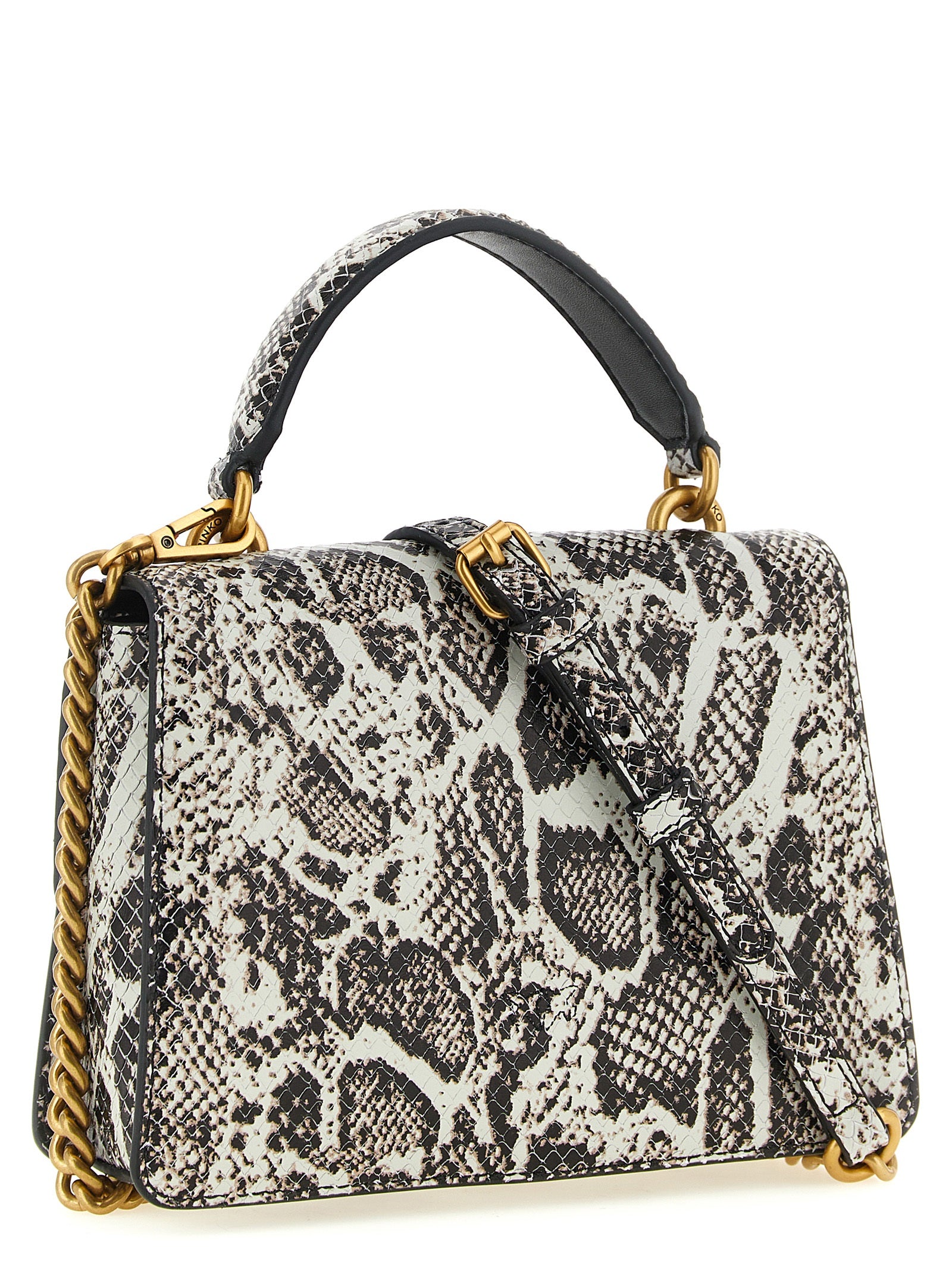 Pinko Mini Love One Light Python Leather Handbag