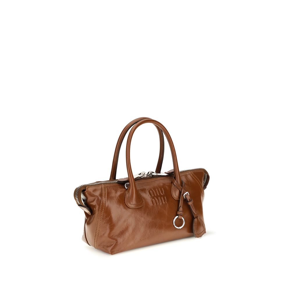Miu Miu Brown Glossy Leather Handbag