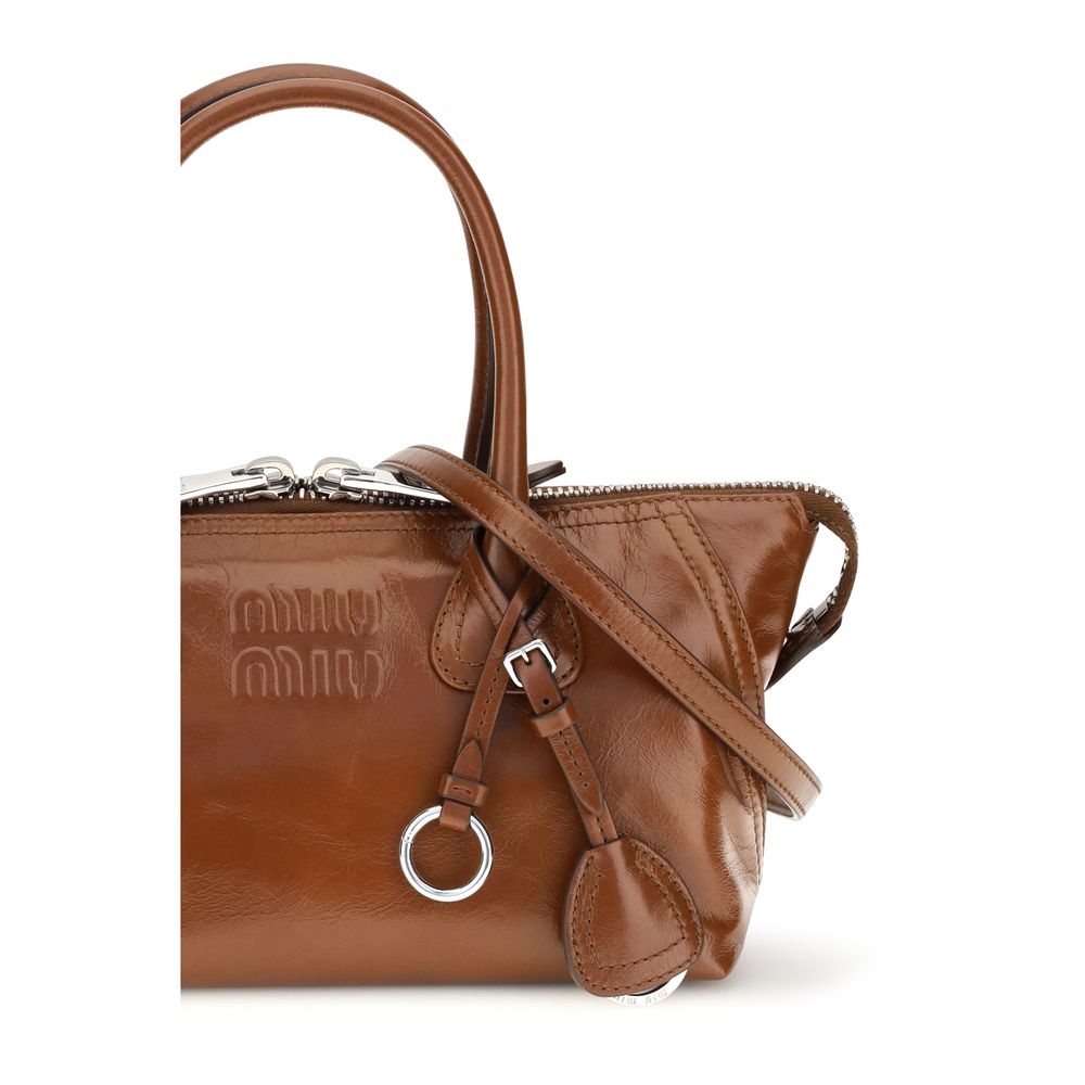 Miu Miu Brown Glossy Leather Handbag