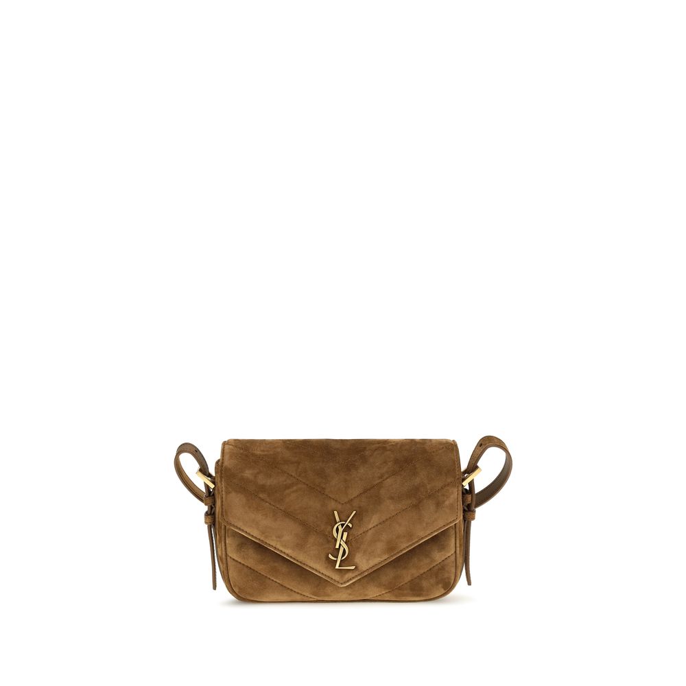 Saint Laurent Small Loulou Brown Suede Shoulder Bag
