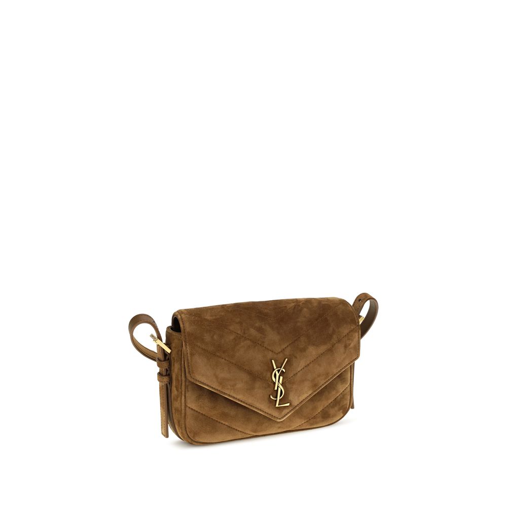 Saint Laurent Small Loulou Brown Suede Shoulder Bag