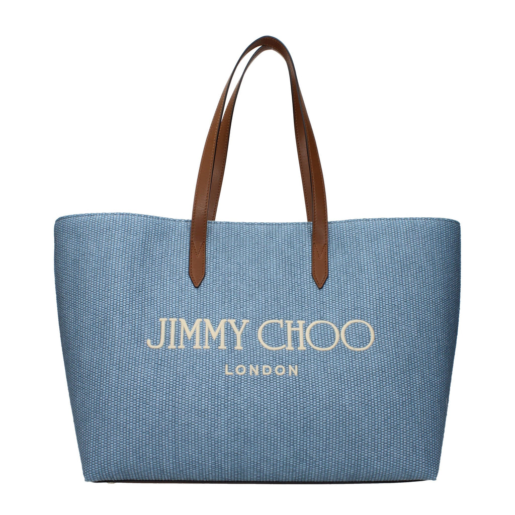 Jimmy Choo Smoky Blue Canvas Logo Shopping Tote