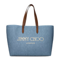 Jimmy Choo Smoky Blue Canvas Logo Shopping Tote