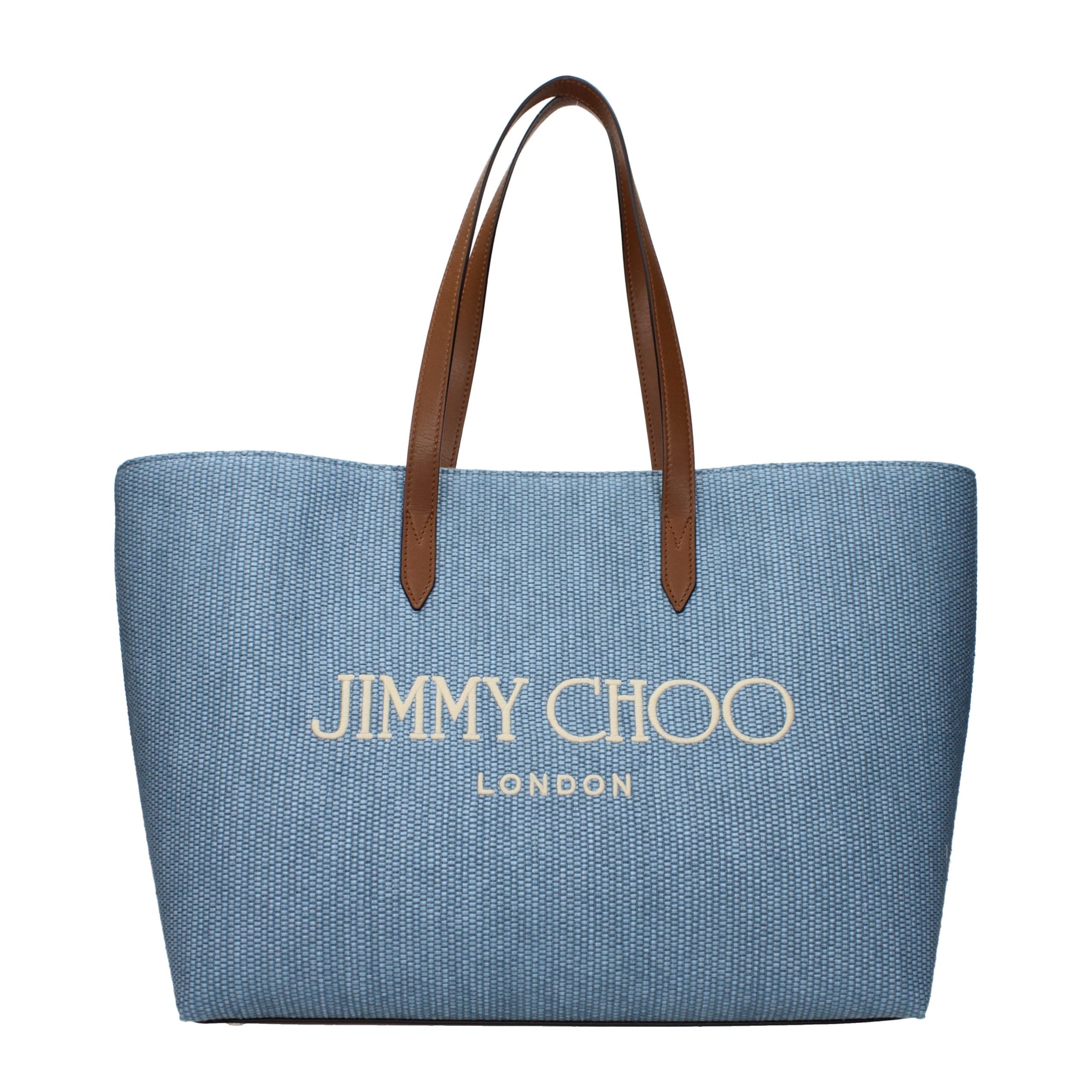 Jimmy Choo Smoky Blue Canvas Logo Shopping Tote