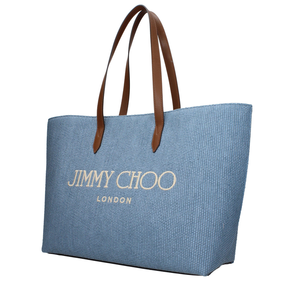 Jimmy Choo Smoky Blue Canvas Logo Shopping Tote