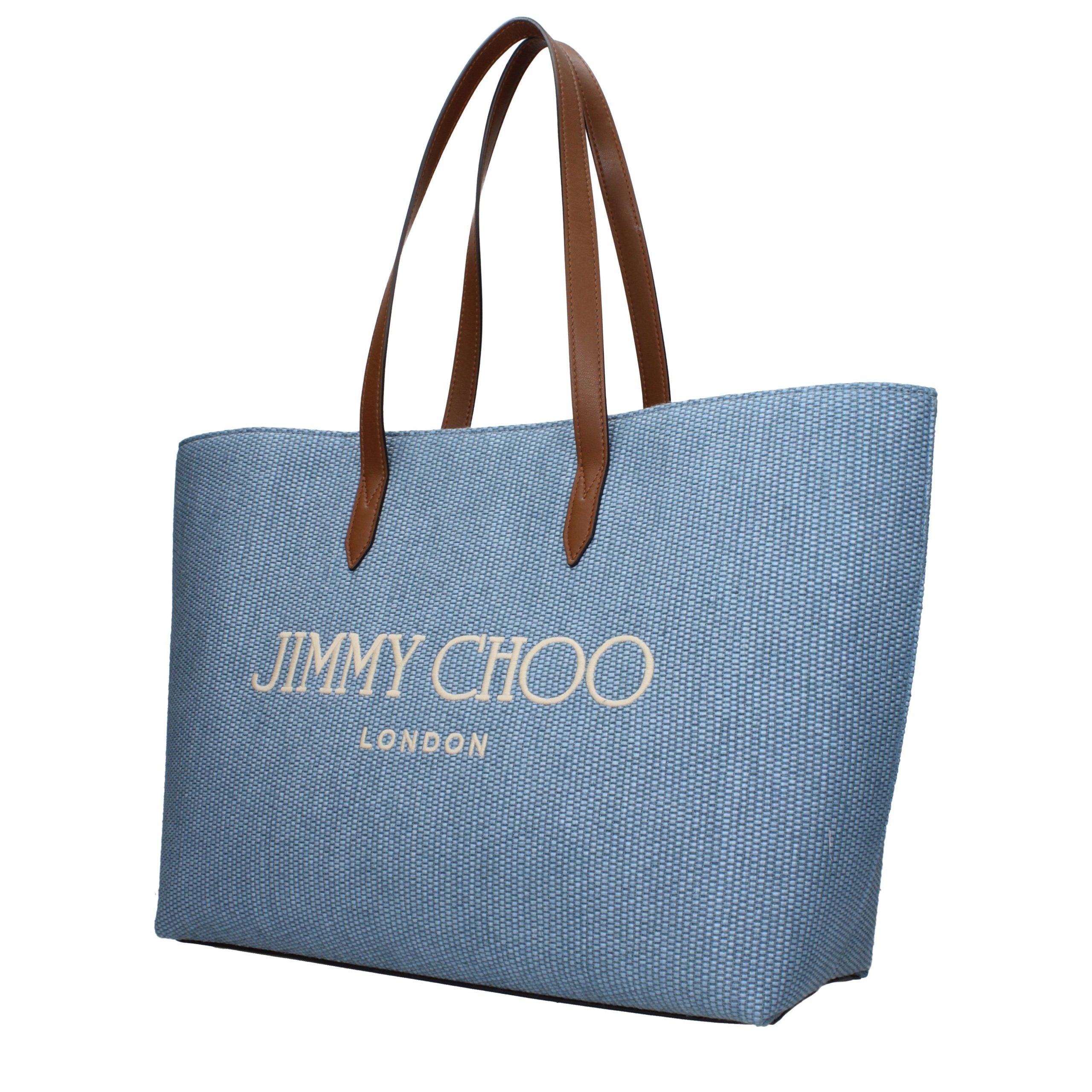 Jimmy Choo Smoky Blue Canvas Logo Shopping Tote
