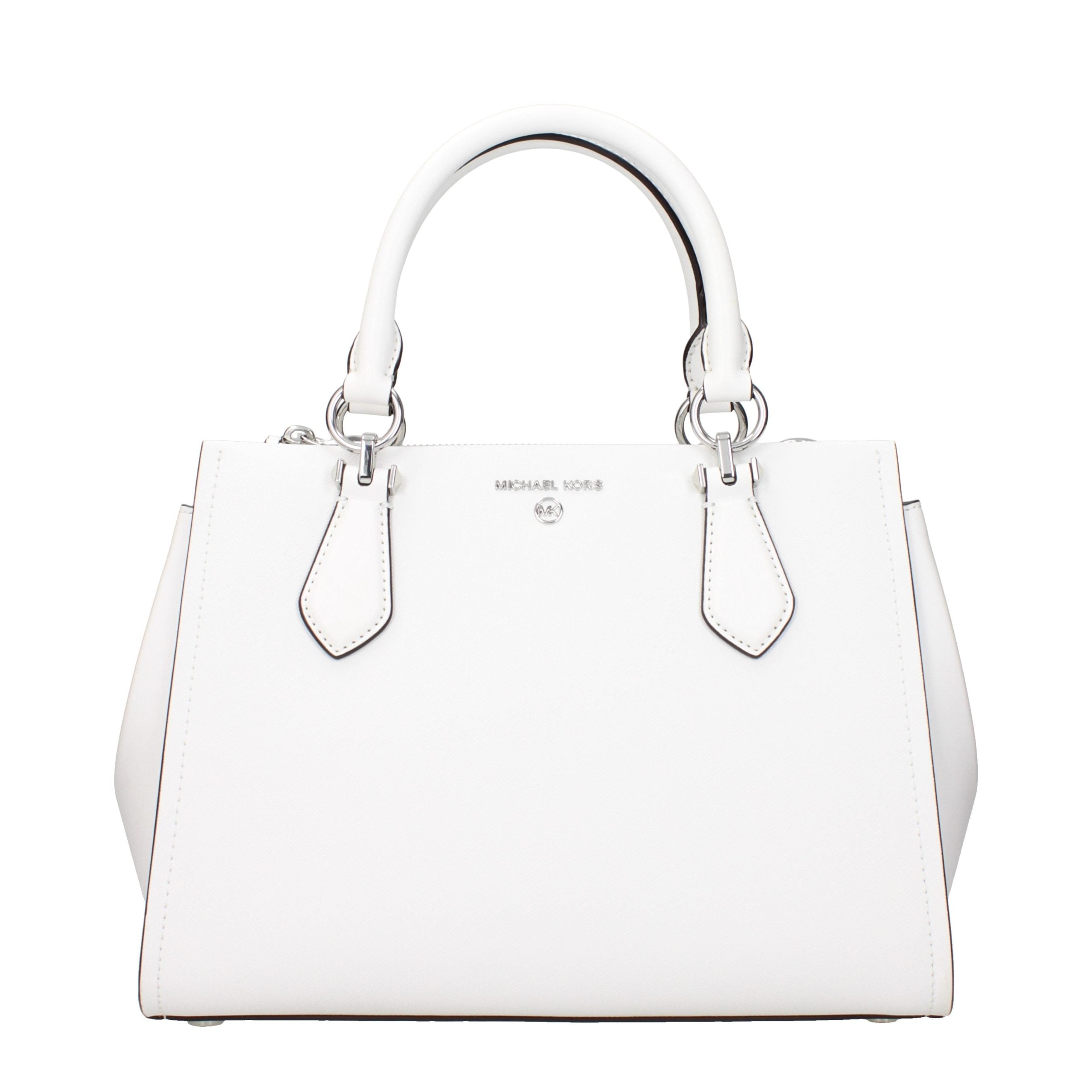 Michael Kors Brooke Optic White Leather Satchel Bag