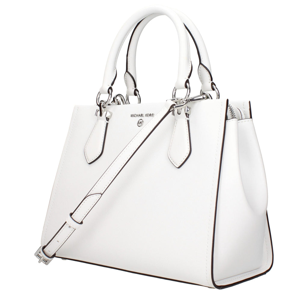 Michael Kors Brooke Optic White Leather Satchel Bag