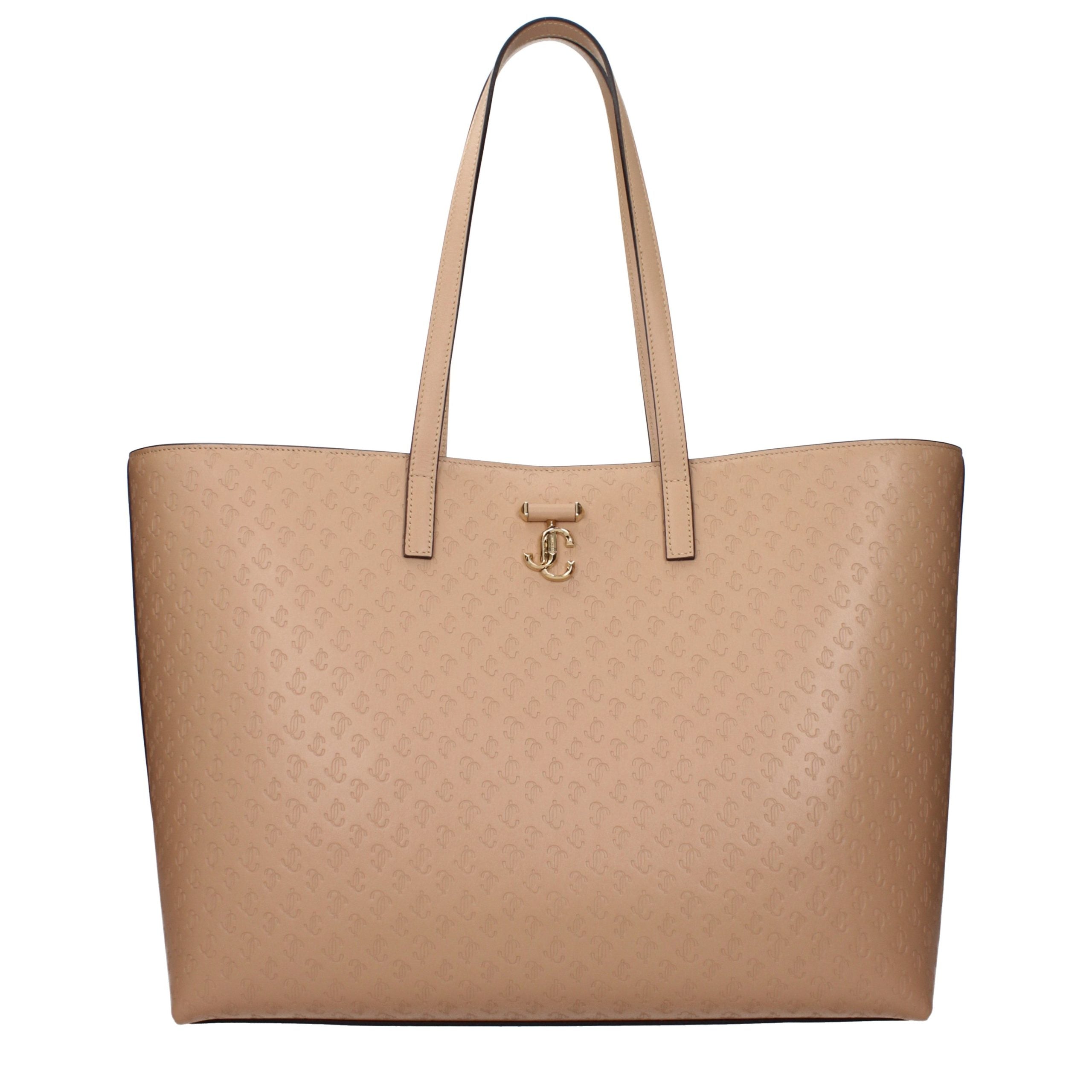 Jimmy Choo Beige Monogram Leather Shopping Tote