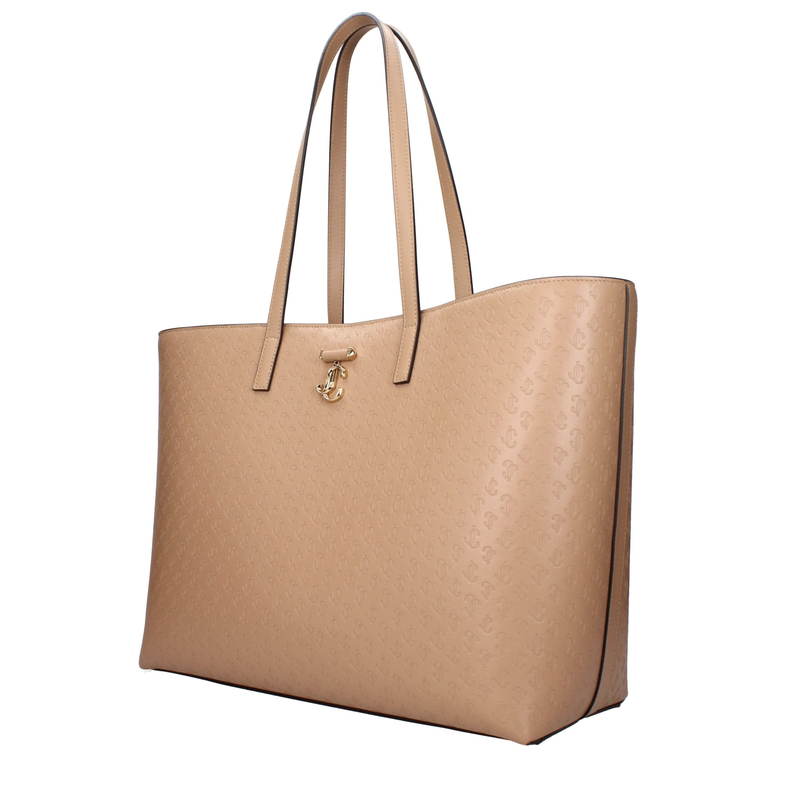 Jimmy Choo Beige Monogram Leather Shopping Tote