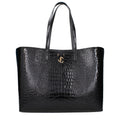 Jimmy Choo Black Croc-Embossed Leather Shopping Tote