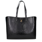 Jimmy Choo Black Croc-Embossed Leather Shopping Tote