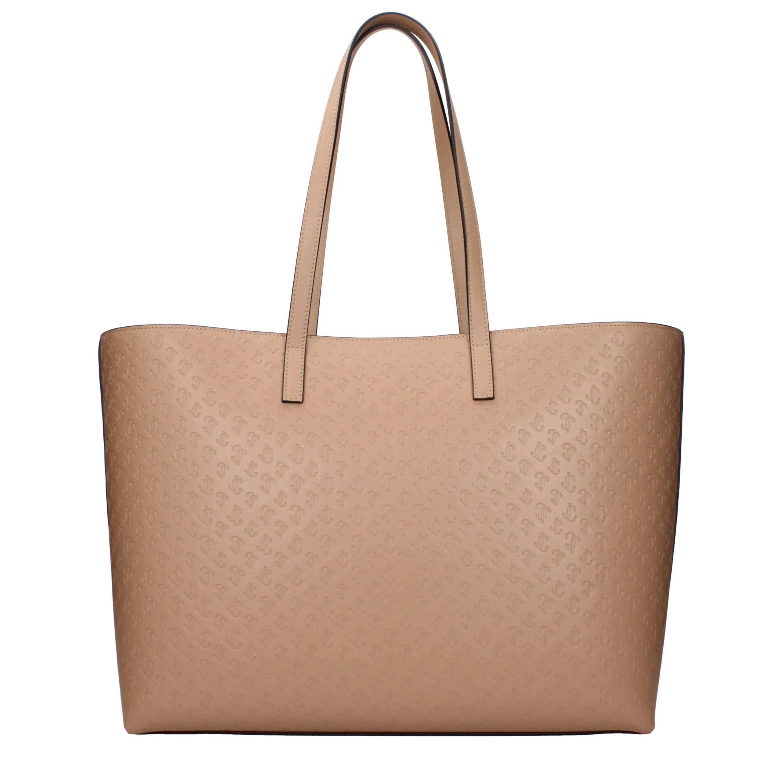 Jimmy Choo Beige Monogram Leather Shopping Tote