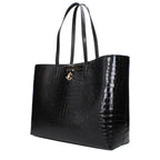 Jimmy Choo Black Croc-Embossed Leather Shopping Tote