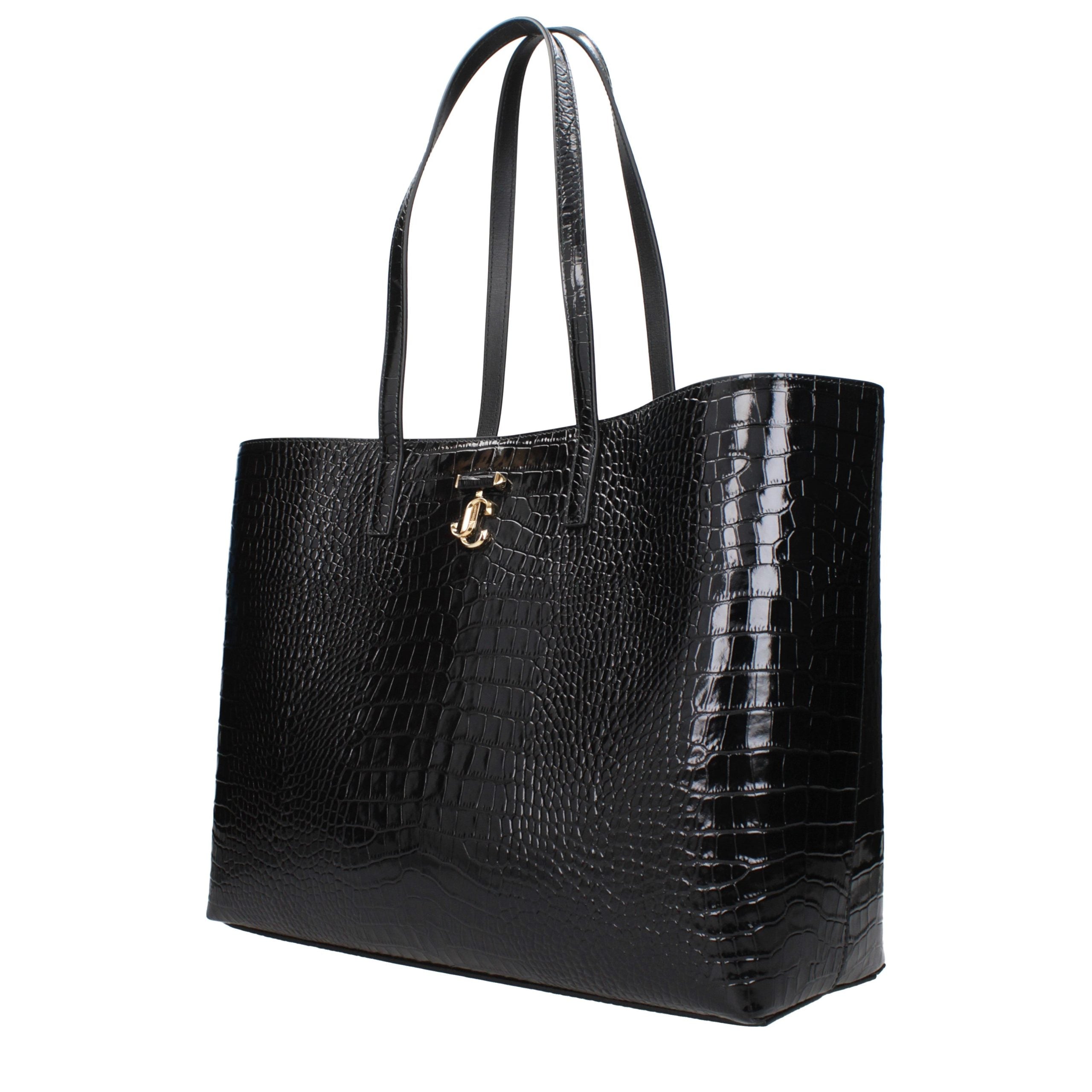 Jimmy Choo Black Croc-Embossed Leather Shopping Tote