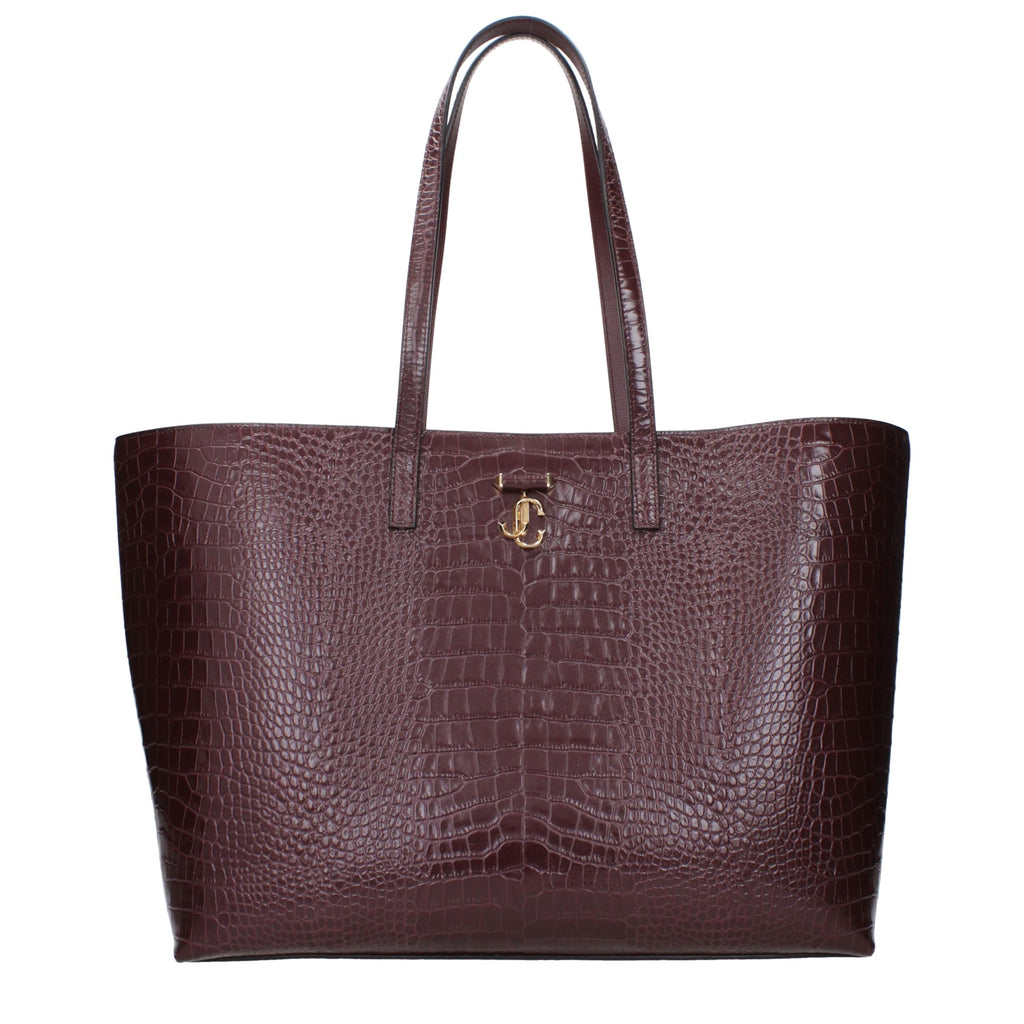 Jimmy Choo Burgundy Croc-Embossed Leather Shopping Tote