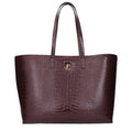 Jimmy Choo Burgundy Croc-Embossed Leather Shopping Tote