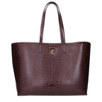 Jimmy Choo Burgundy Croc-Embossed Leather Shopping Tote
