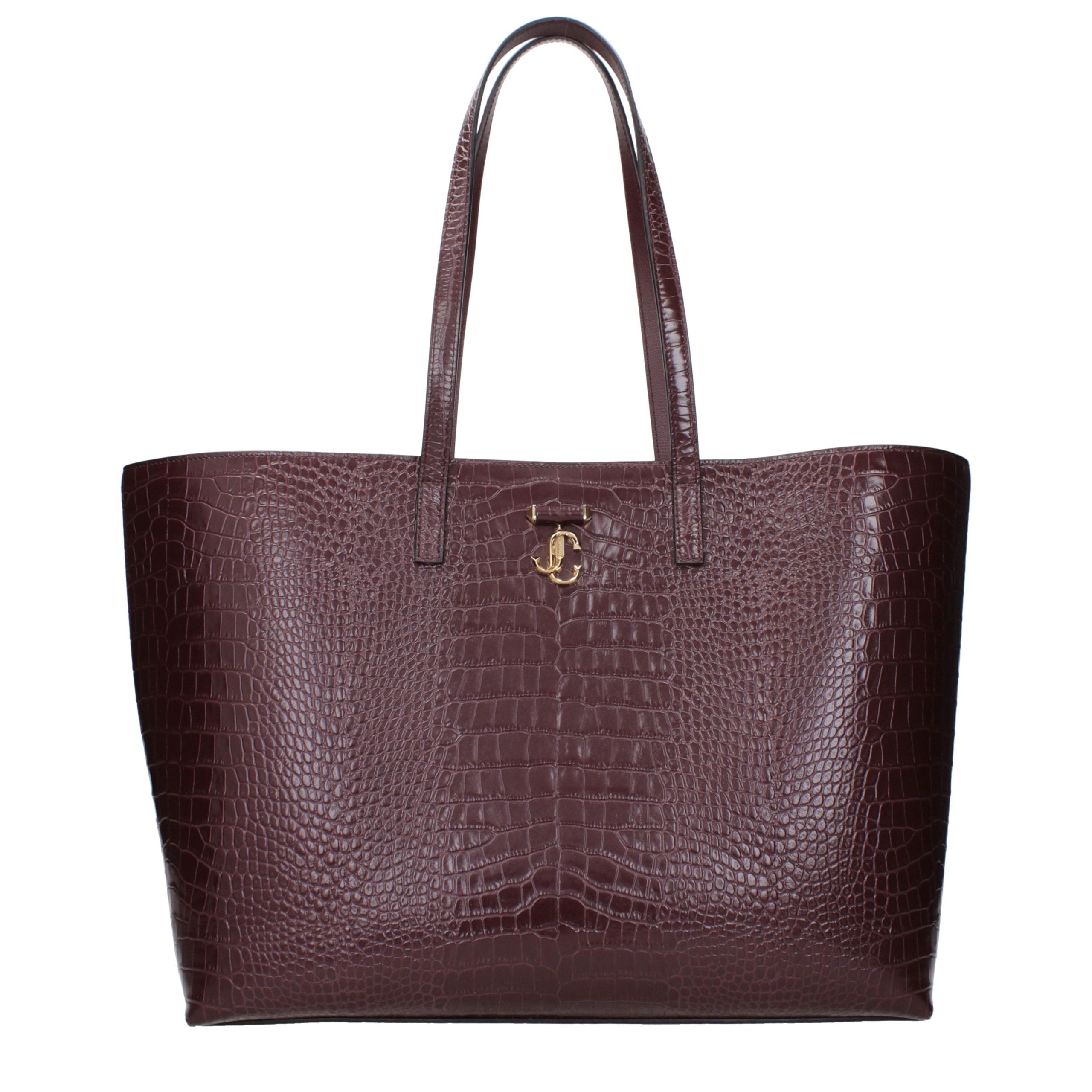 Jimmy Choo Burgundy Croc-Embossed Leather Shopping Tote
