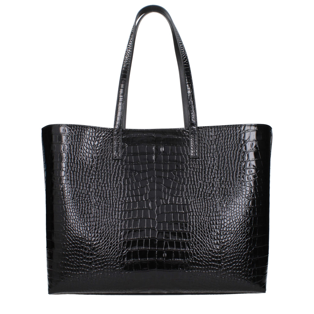 Jimmy Choo Black Croc-Embossed Leather Shopping Tote