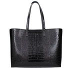 Jimmy Choo Black Croc-Embossed Leather Shopping Tote