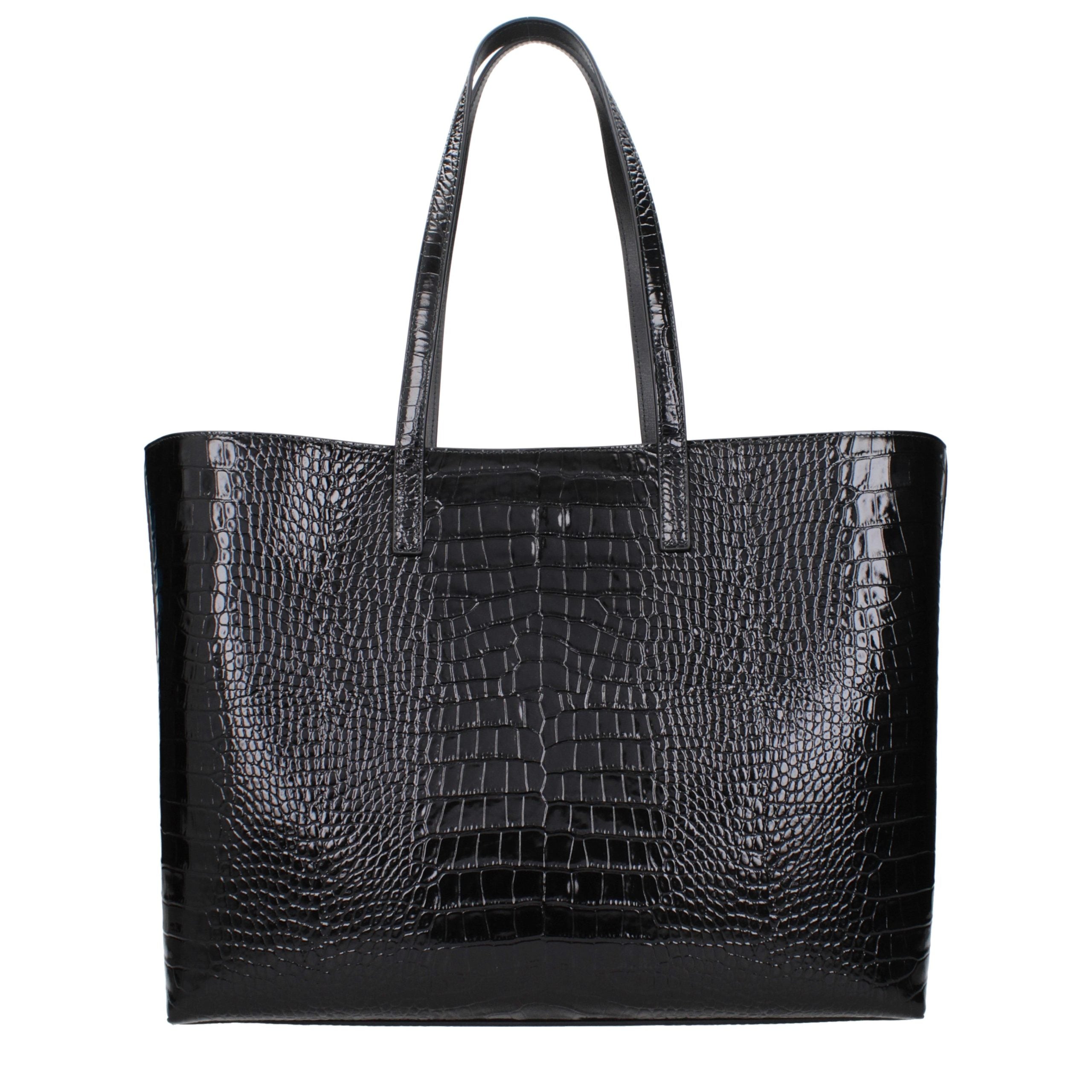 Jimmy Choo Black Croc-Embossed Leather Shopping Tote