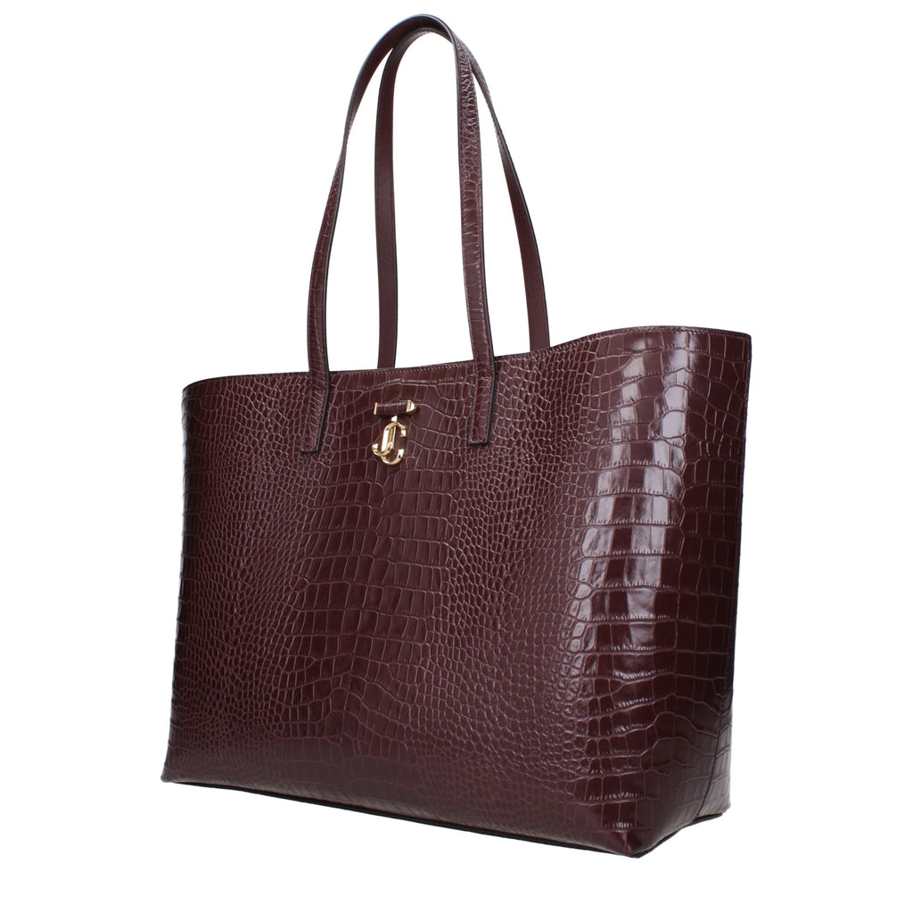 Jimmy Choo Burgundy Croc-Embossed Leather Shopping Tote