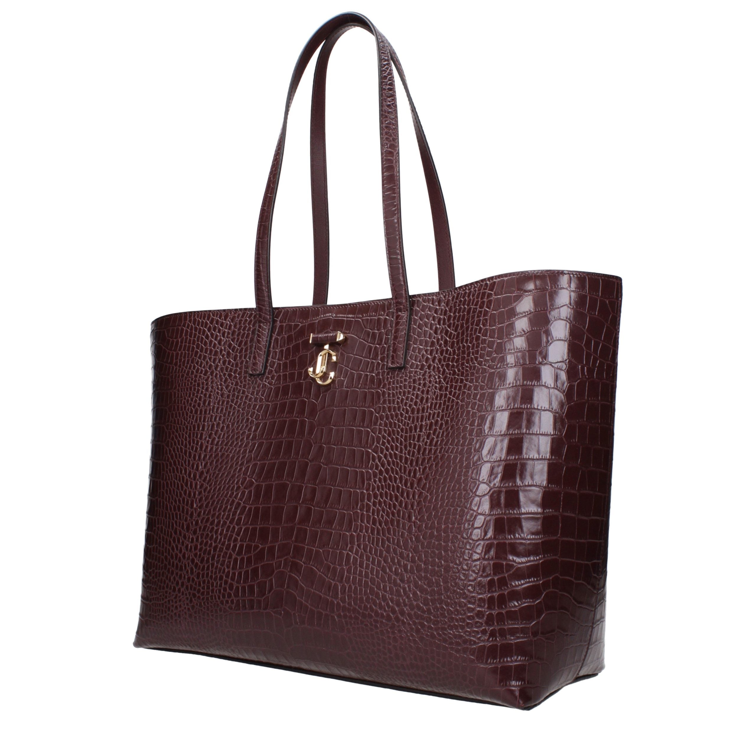 Jimmy Choo Burgundy Croc-Embossed Leather Shopping Tote