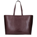 Jimmy Choo Burgundy Croc-Embossed Leather Shopping Tote