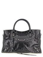 Balenciaga Le City Medium Silver Metallic Leather Handbag
