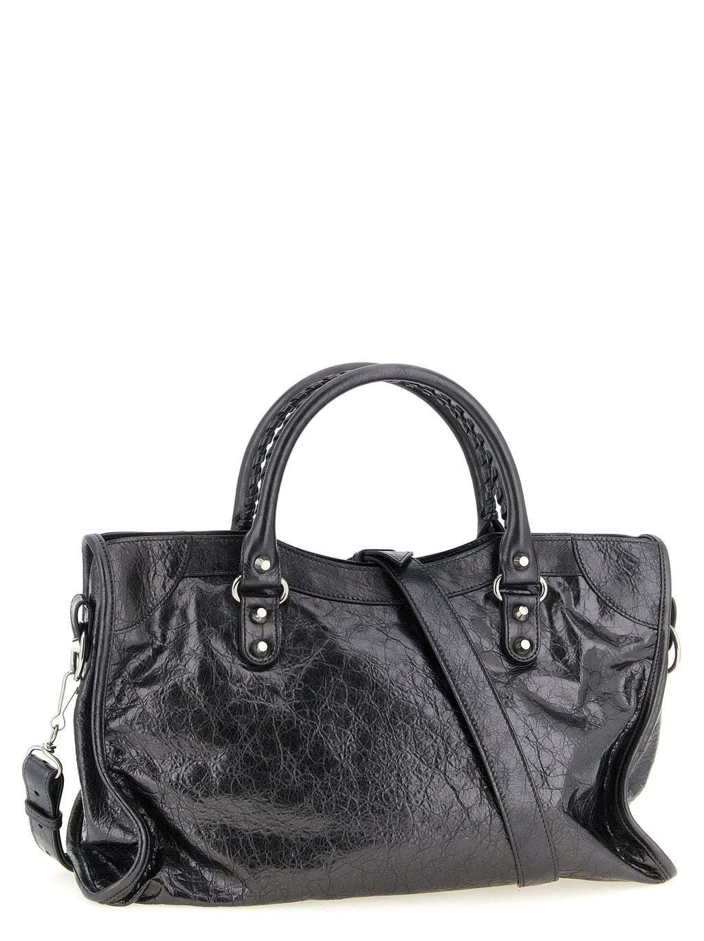 Balenciaga Le City Medium Silver Metallic Leather Handbag