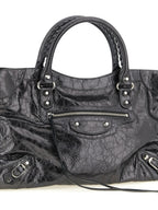 Balenciaga Le City Medium Silver Metallic Leather Handbag
