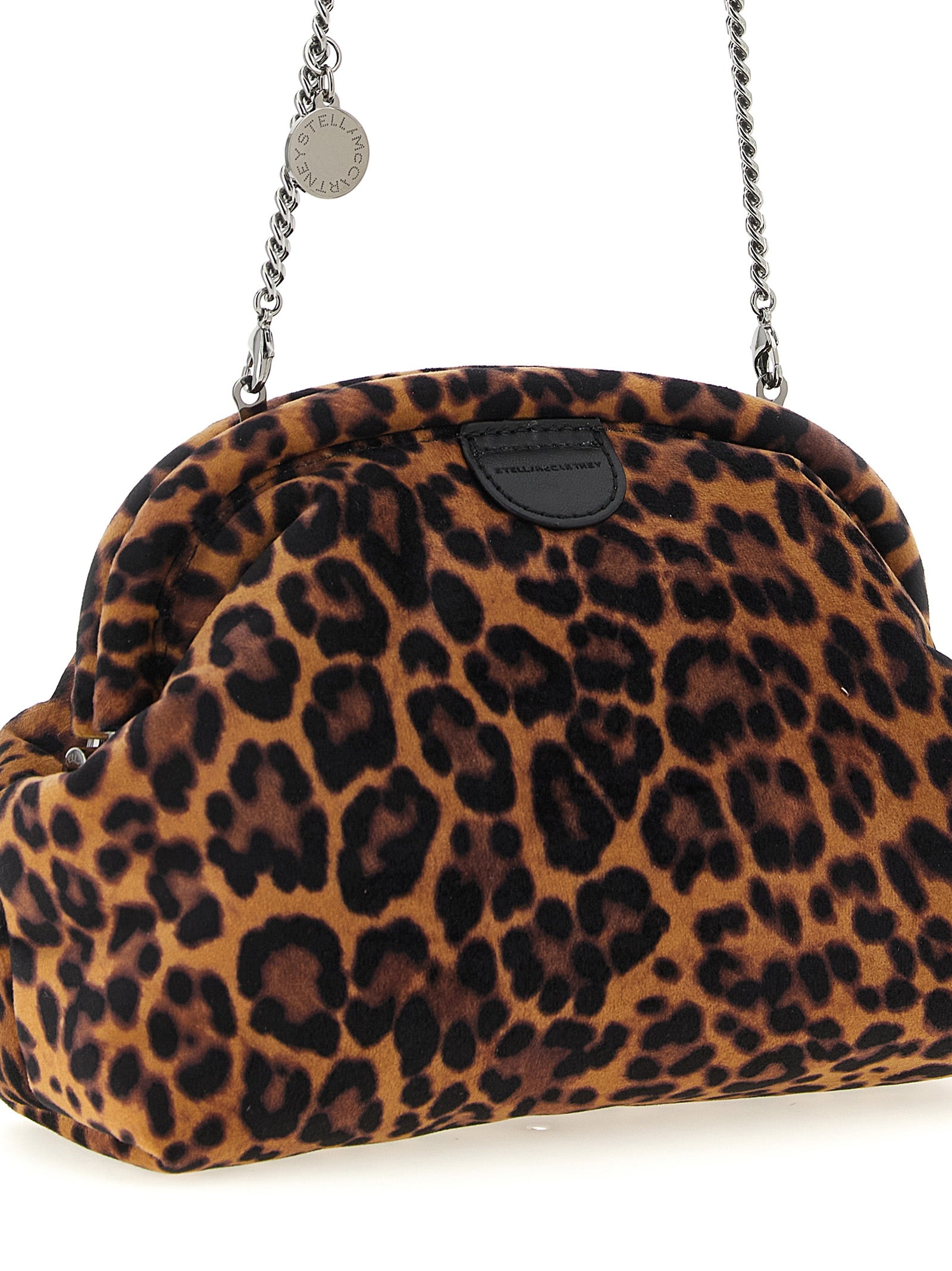 Stella McCartney Falabella Soft Leopard Velvet Clutch Bag