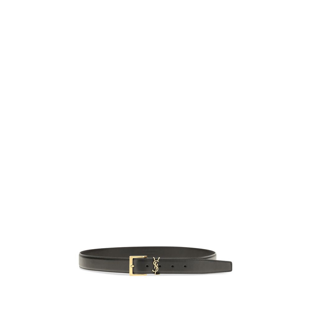 Saint Laurent Box Laque Black Leather Belt 3cm