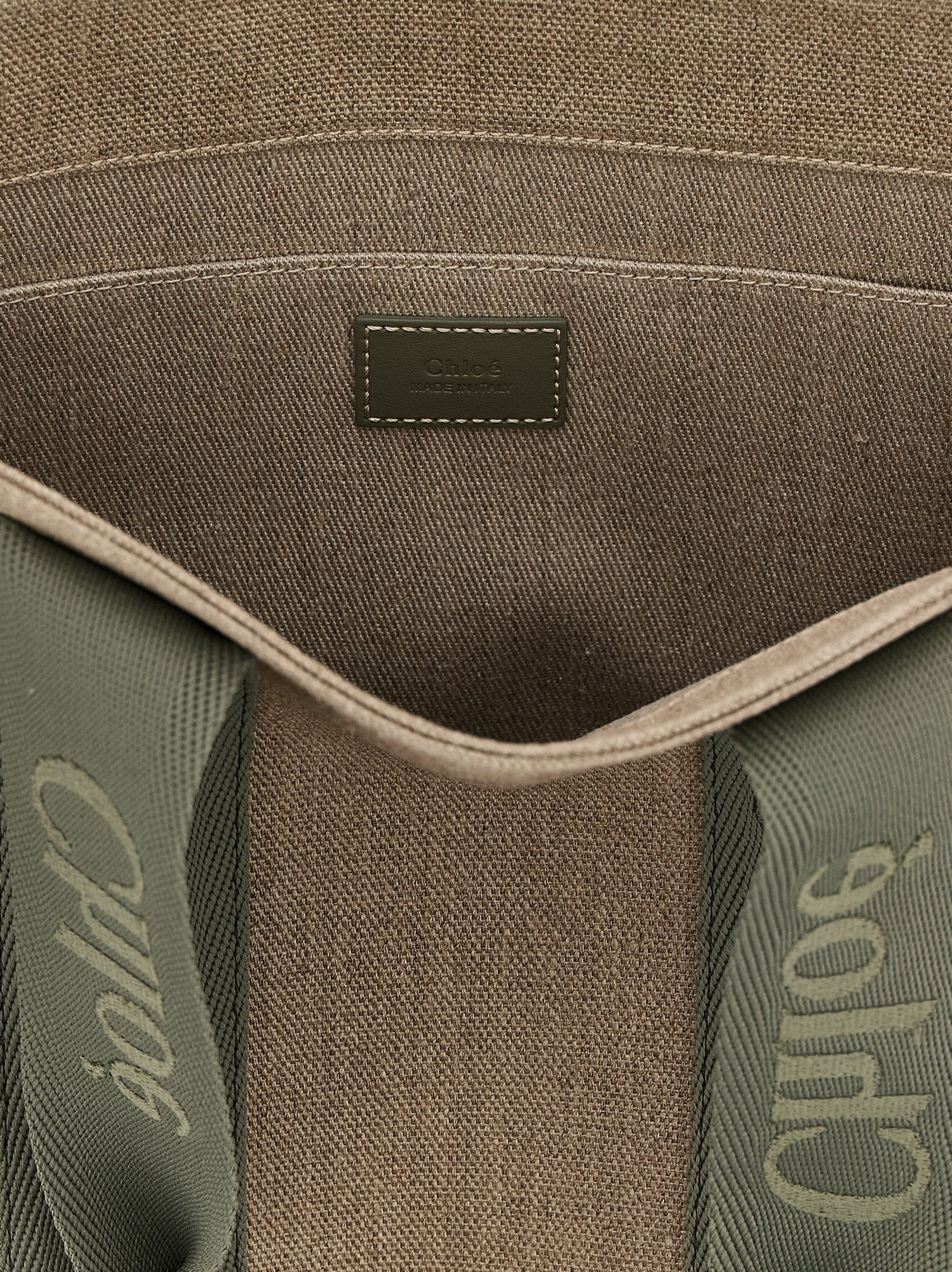 Chloé Medium Woody Green Linen Tote Bag