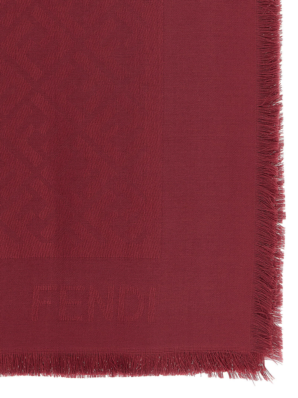Fendi Bordeaux FF Silk & Wool Jacquard Shawl