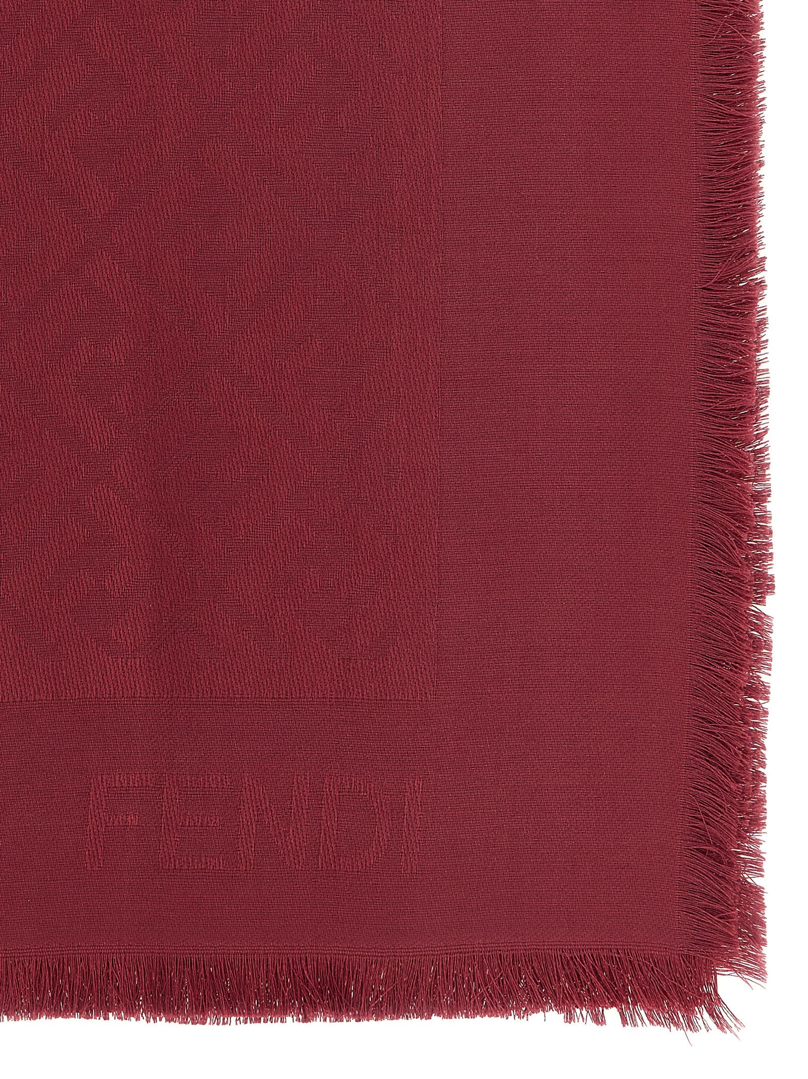 Fendi Bordeaux FF Silk & Wool Jacquard Shawl